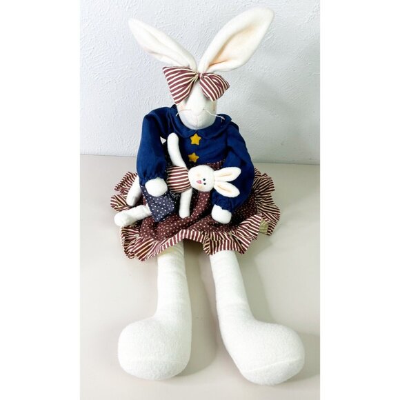 VTG Artisan Flair Miss Elle’s Patriotic Dress USA Girl Bunny Rabbit w/ Baby NWT - Picture 1 of 11